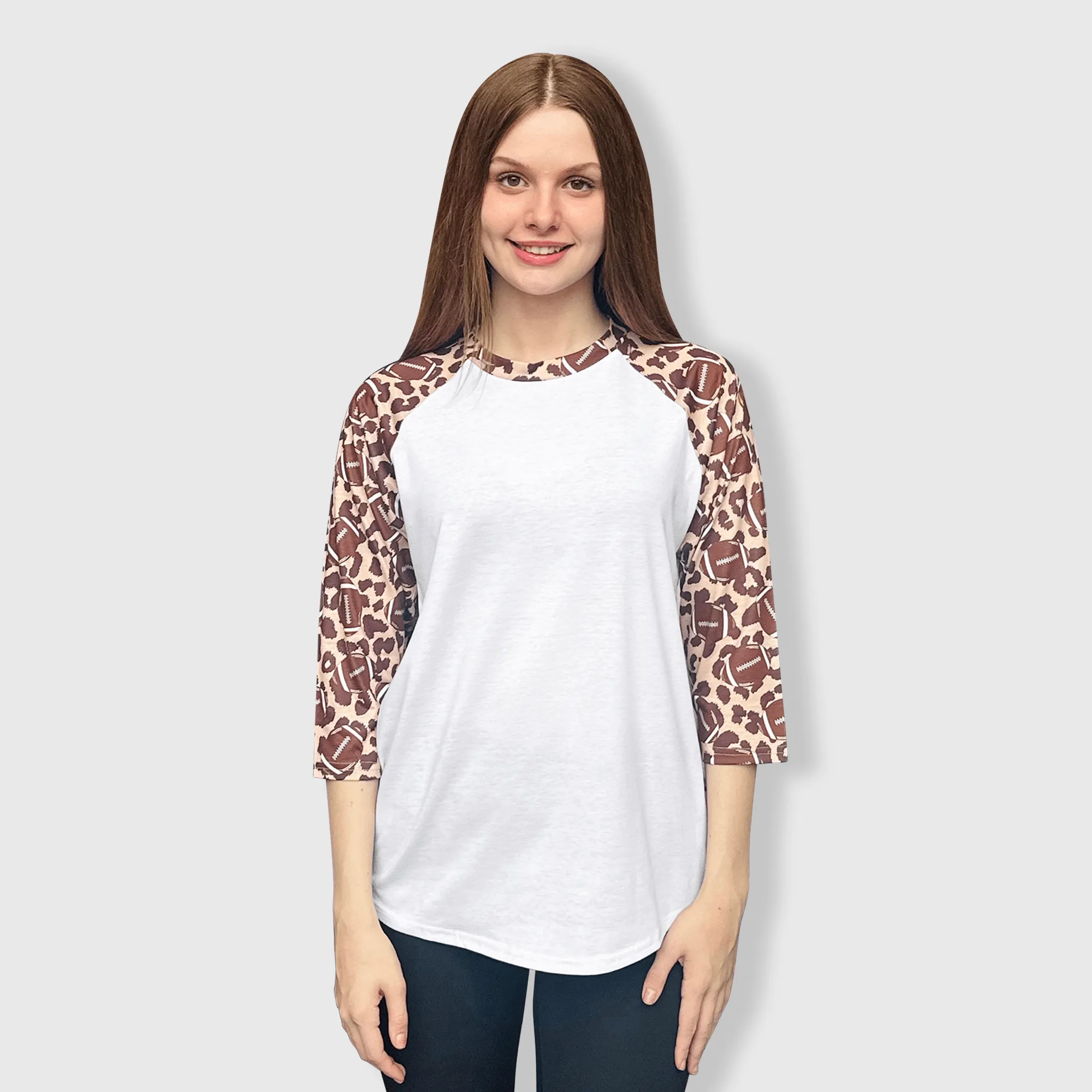 Football Cheetah White Polyester Top