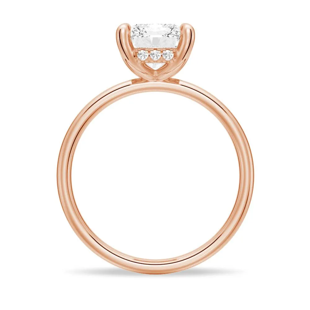 Four-Prong Radiant Cut Engagement Ring With Hidden Halo