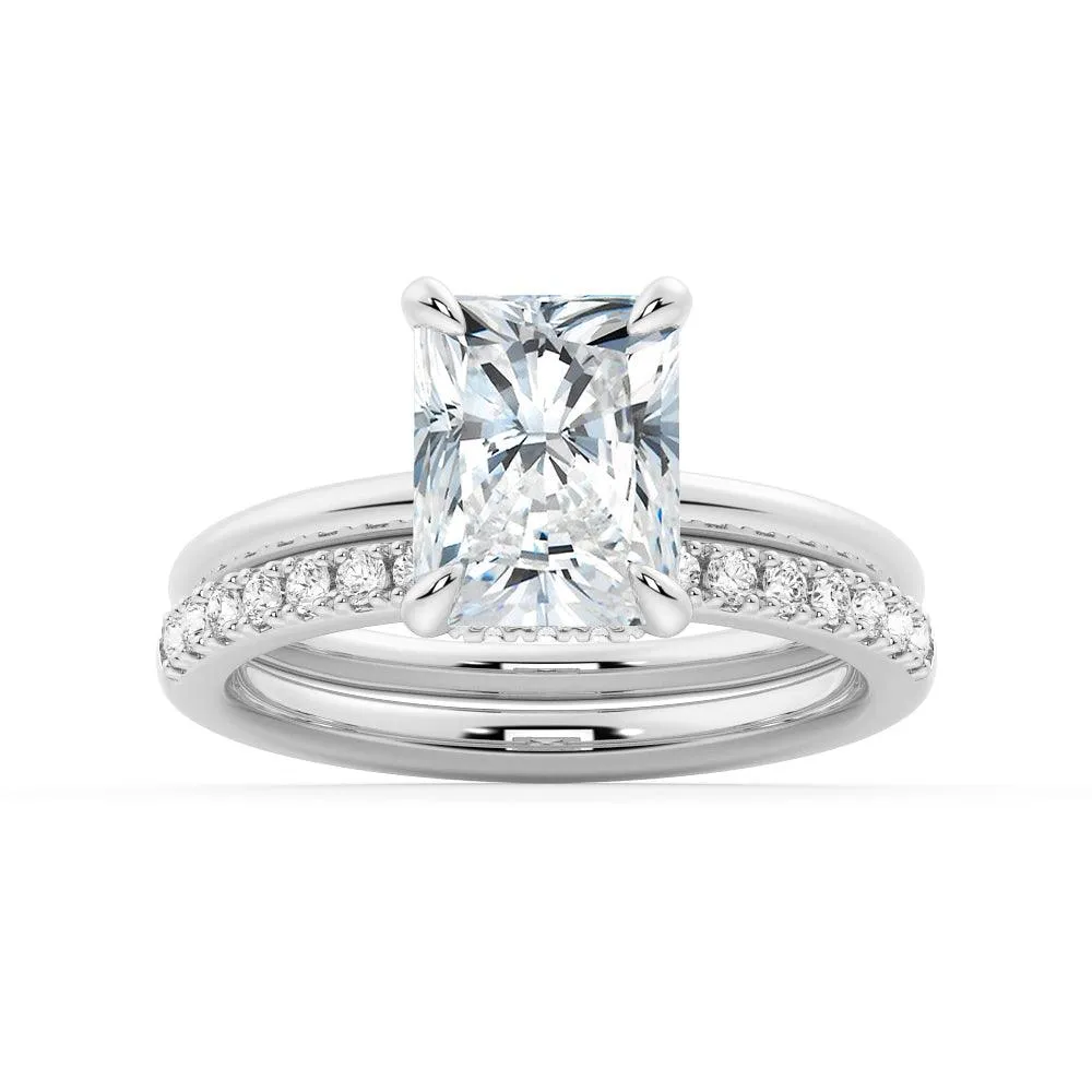 Four-Prong Radiant Solitaire Moissanite Engagement Ring