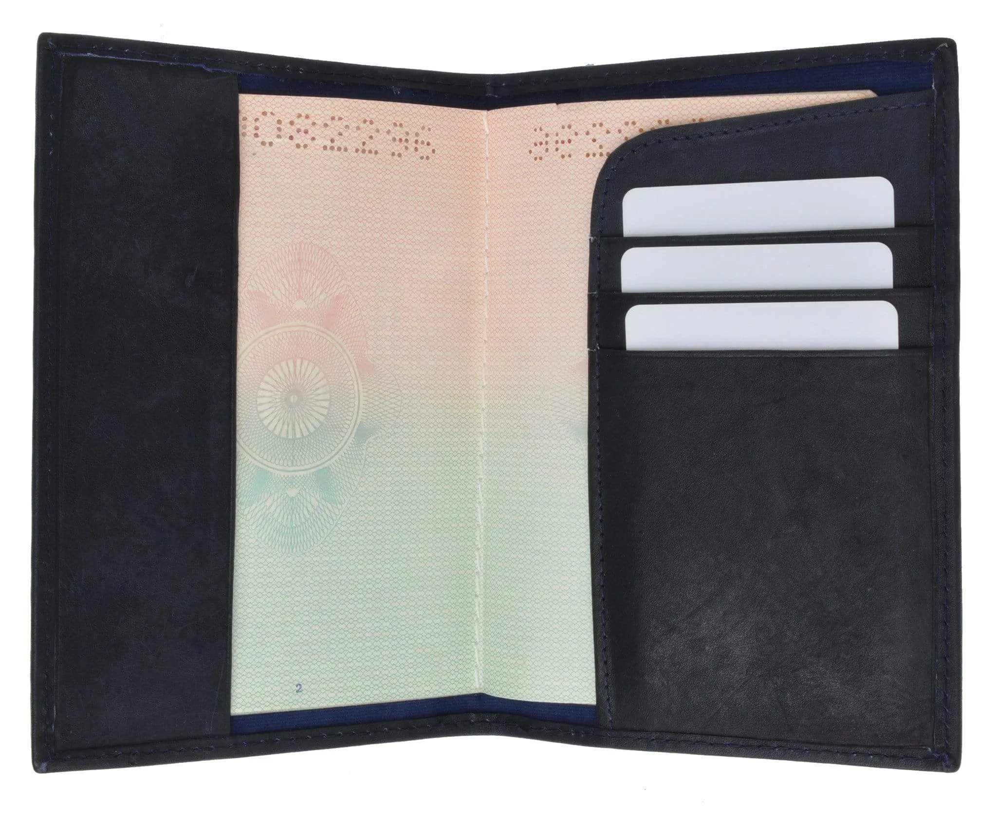 Genuine Leather Passport Cover Holder Wallet Case Travel Many Colors 601 CF BLIND (C)