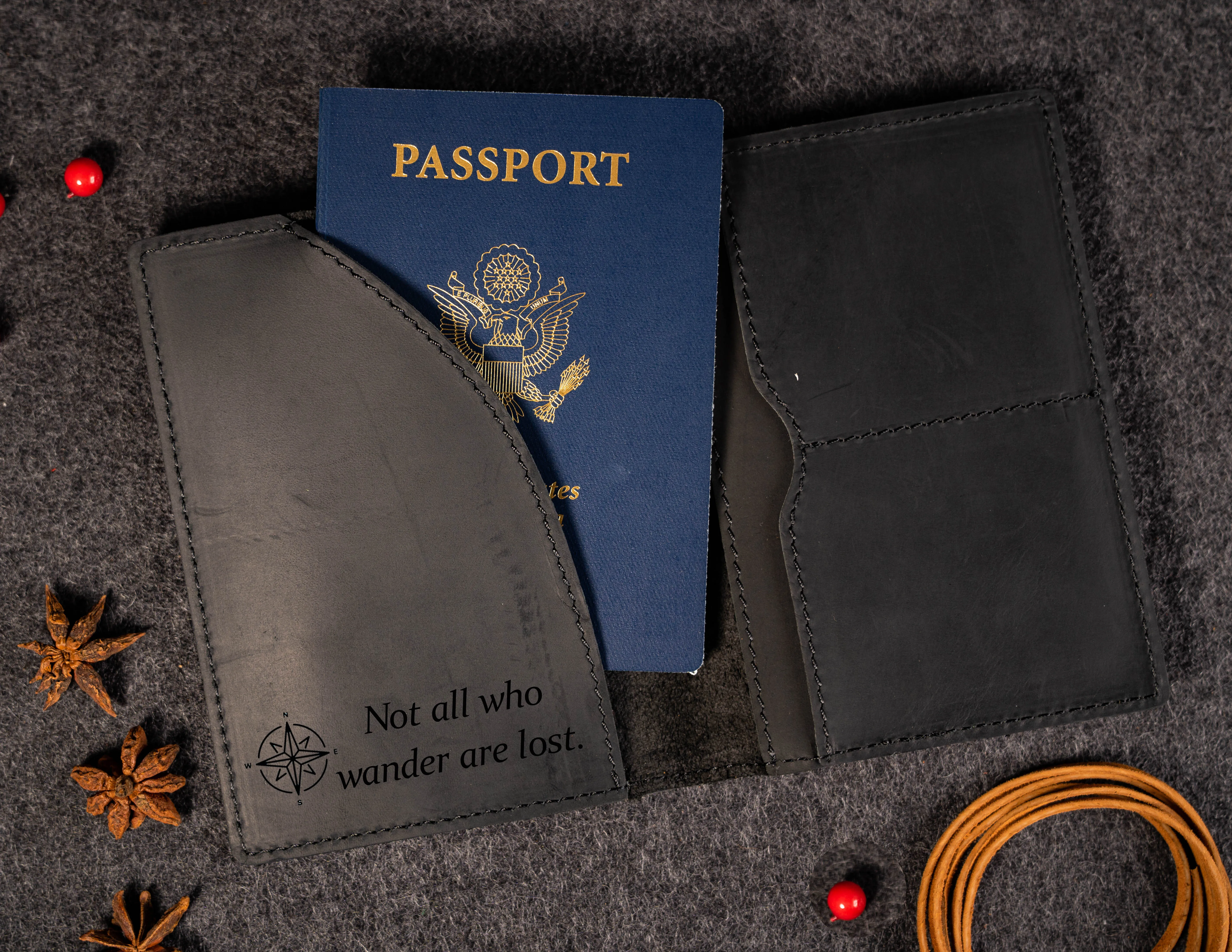 Genuine Leather Passport Holder Blue