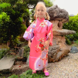 Girls' Yukata: Flowing Flowers (Polyester)