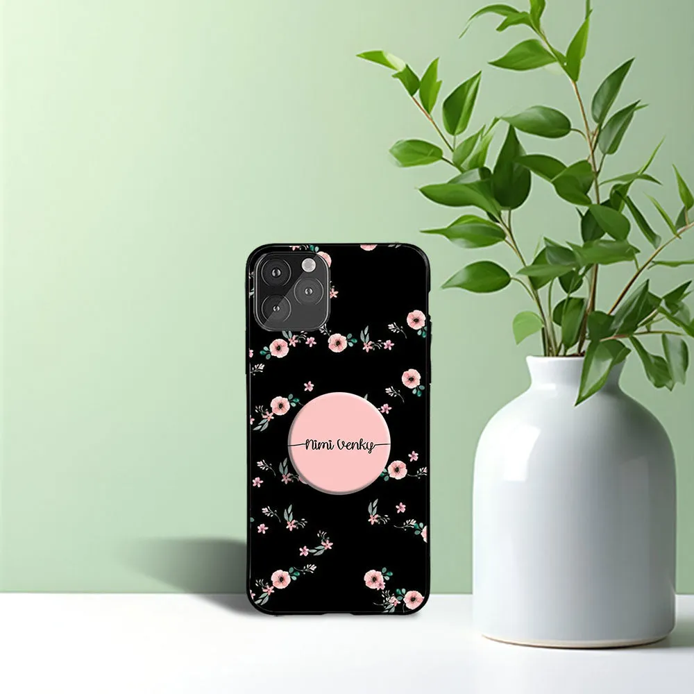 Gripper Case With Black Peach Floral Name