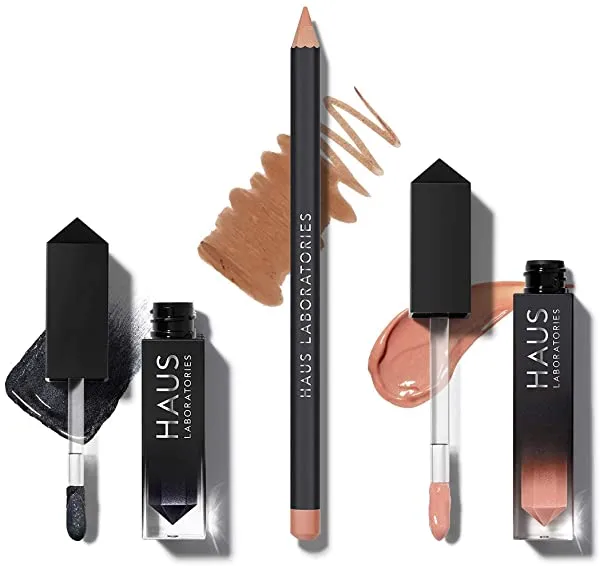 HAUS LABORATORIES By Lady Gaga: HAUS OF COLLECTIONS | ($64 Value) Makeup Kit with Bag, Liquid Eyeshadow, Lip Liner Pencil, and Lip Gloss Available in 13 Sets, Vegan & Cruelty-Free | 3-Piece Value Set