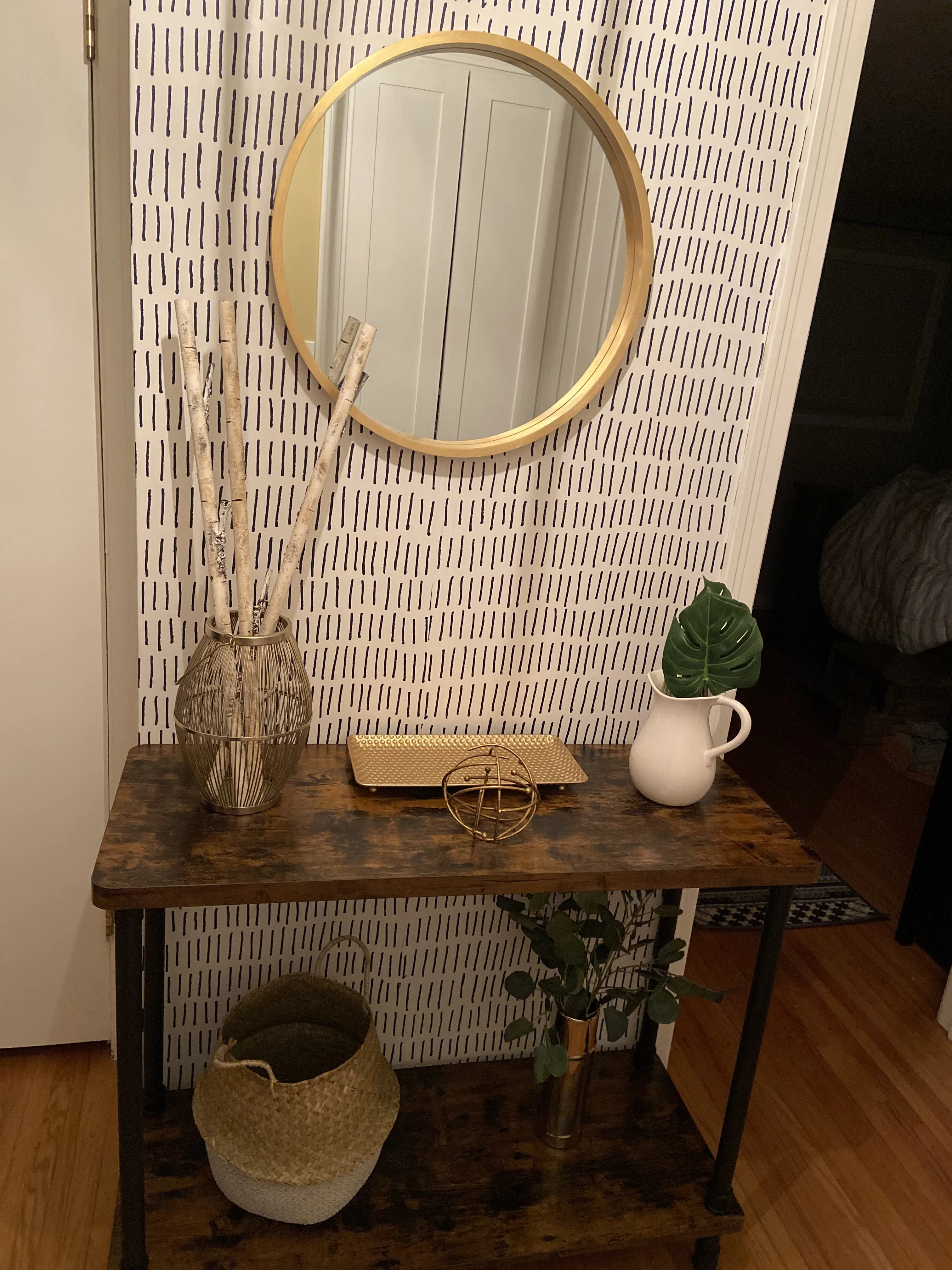 Industrial Console Table, Sofa Table with Iron Pipe Legs and 12 Inch Thick Table Top, Easy Assembly