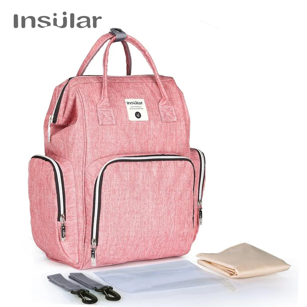 Insular Brand Nappy Backpack Bag Mummy Large Capacity Stroller Bag Mom Baby Multi-function Waterproof Outdoor Travel Diaper Bags