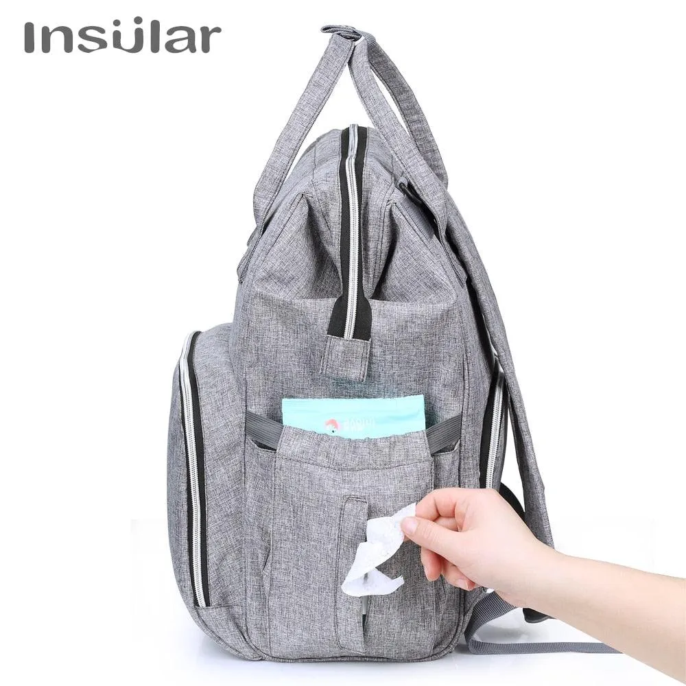 Insular Brand Nappy Backpack Bag Mummy Large Capacity Stroller Bag Mom Baby Multi-function Waterproof Outdoor Travel Diaper Bags