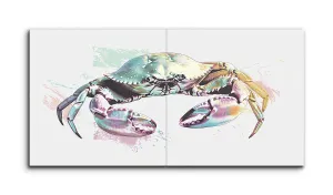 Iridescent Crab: Vibrant Pastel Diptych