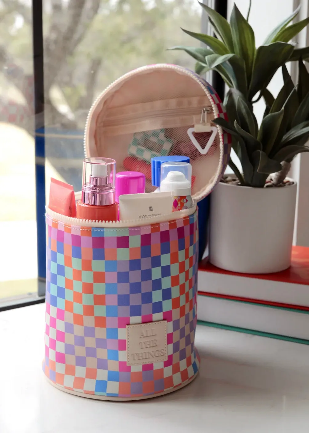 Jadelynn Brooke All The Things Barrel Toiletry Bag | Multi Checkered