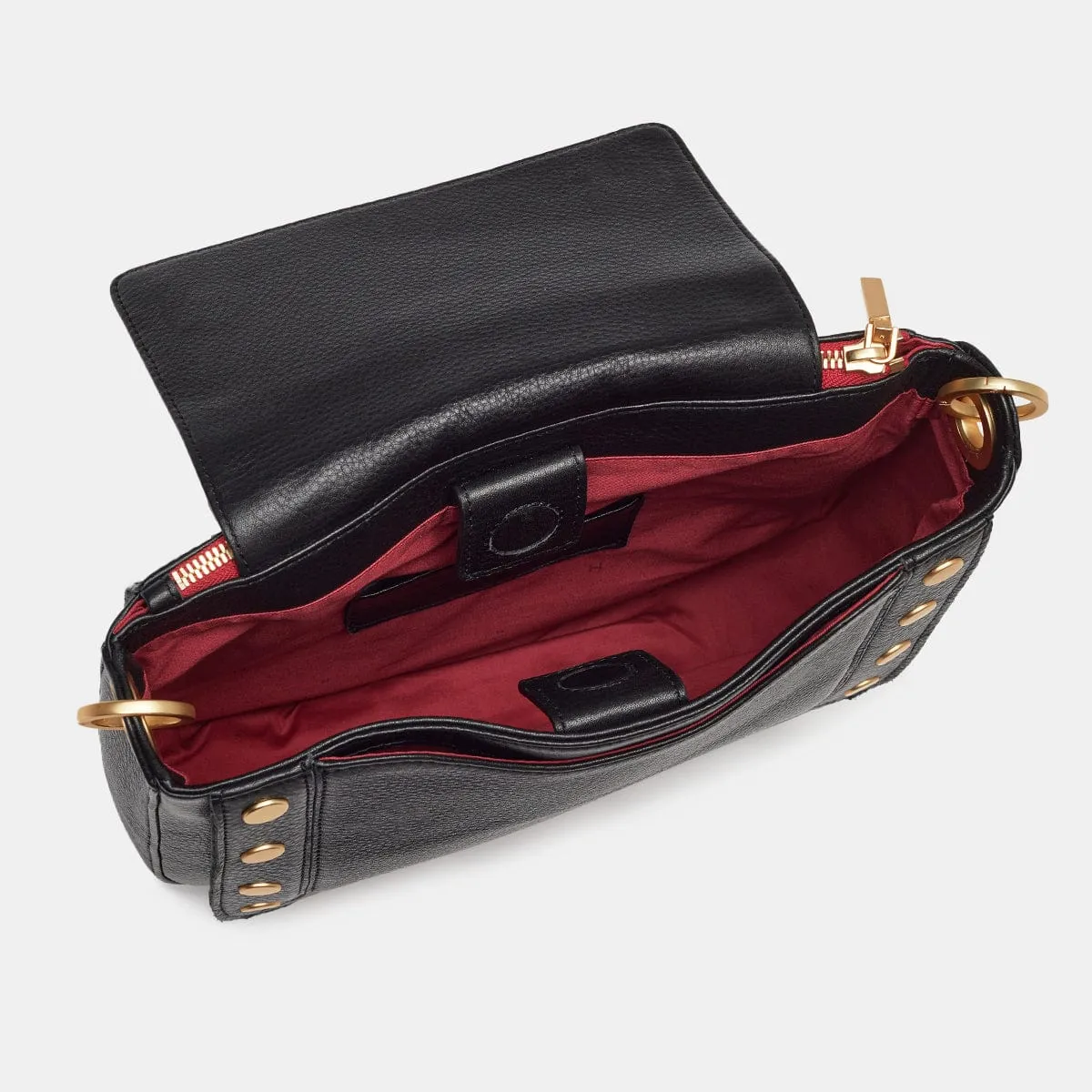 KAYCE SADDLE LRG - Black/Brushed Gold/Red Zip