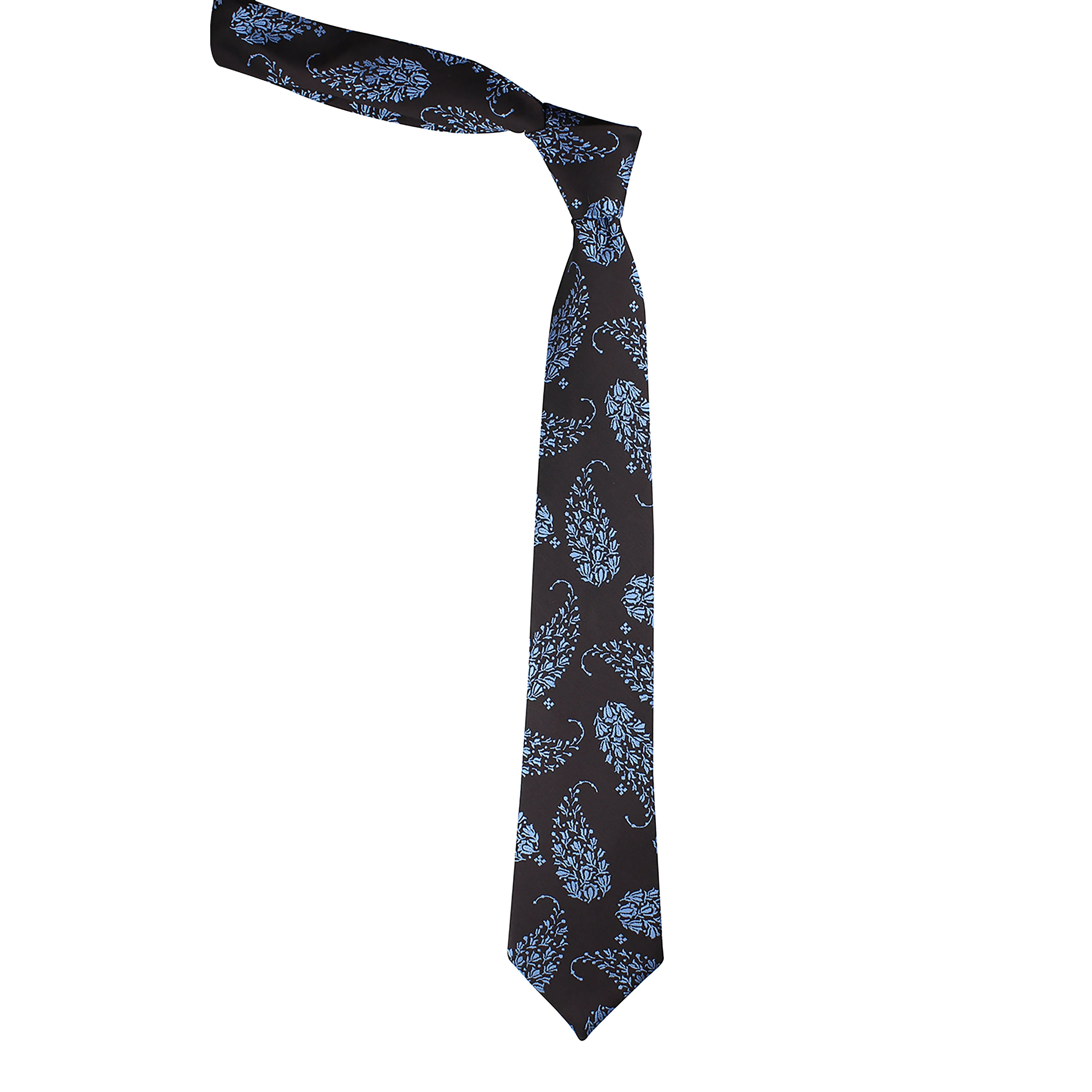 Kovove Black Floral Necktie and Pocket Square Gift Box