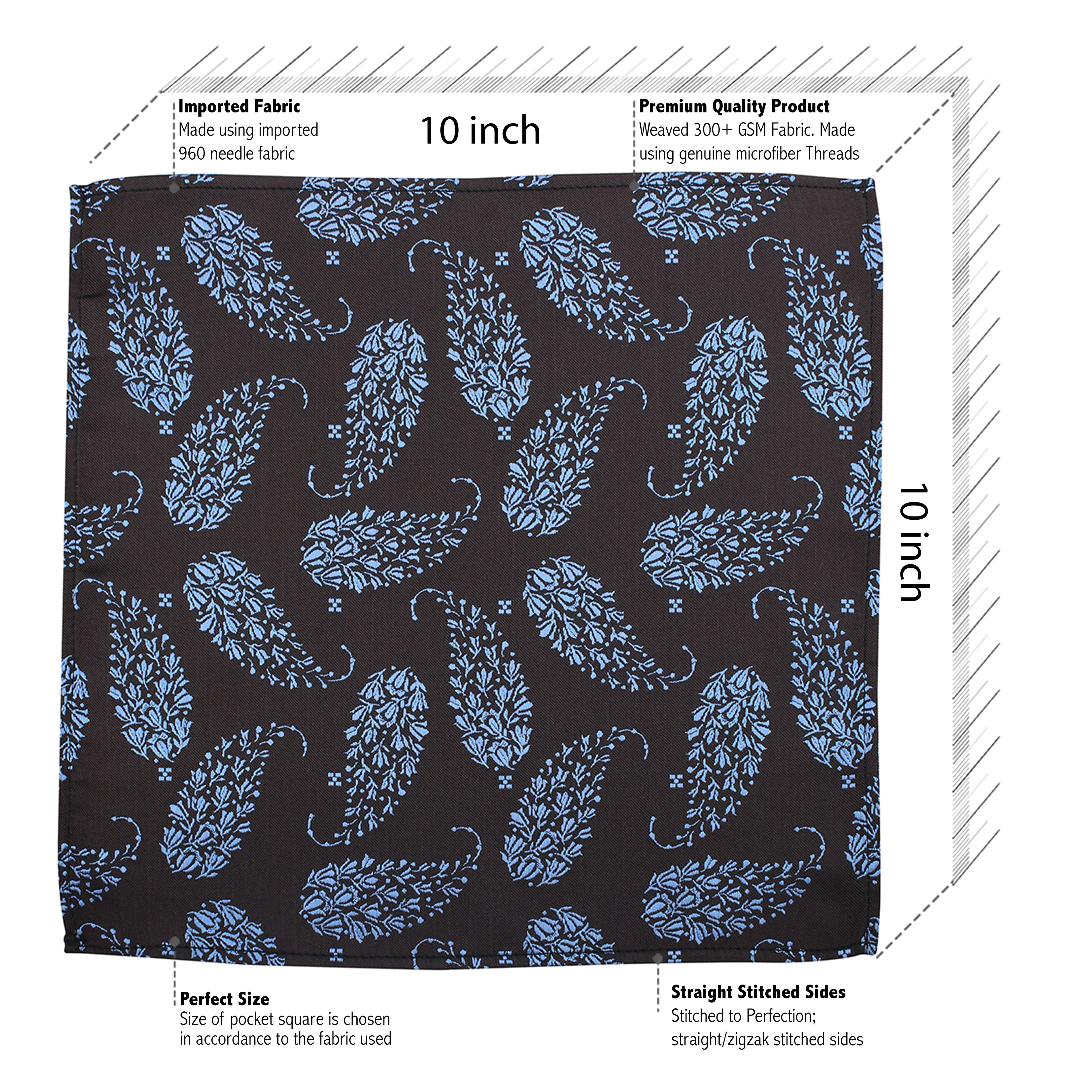 Kovove Black Floral Necktie and Pocket Square Gift Box