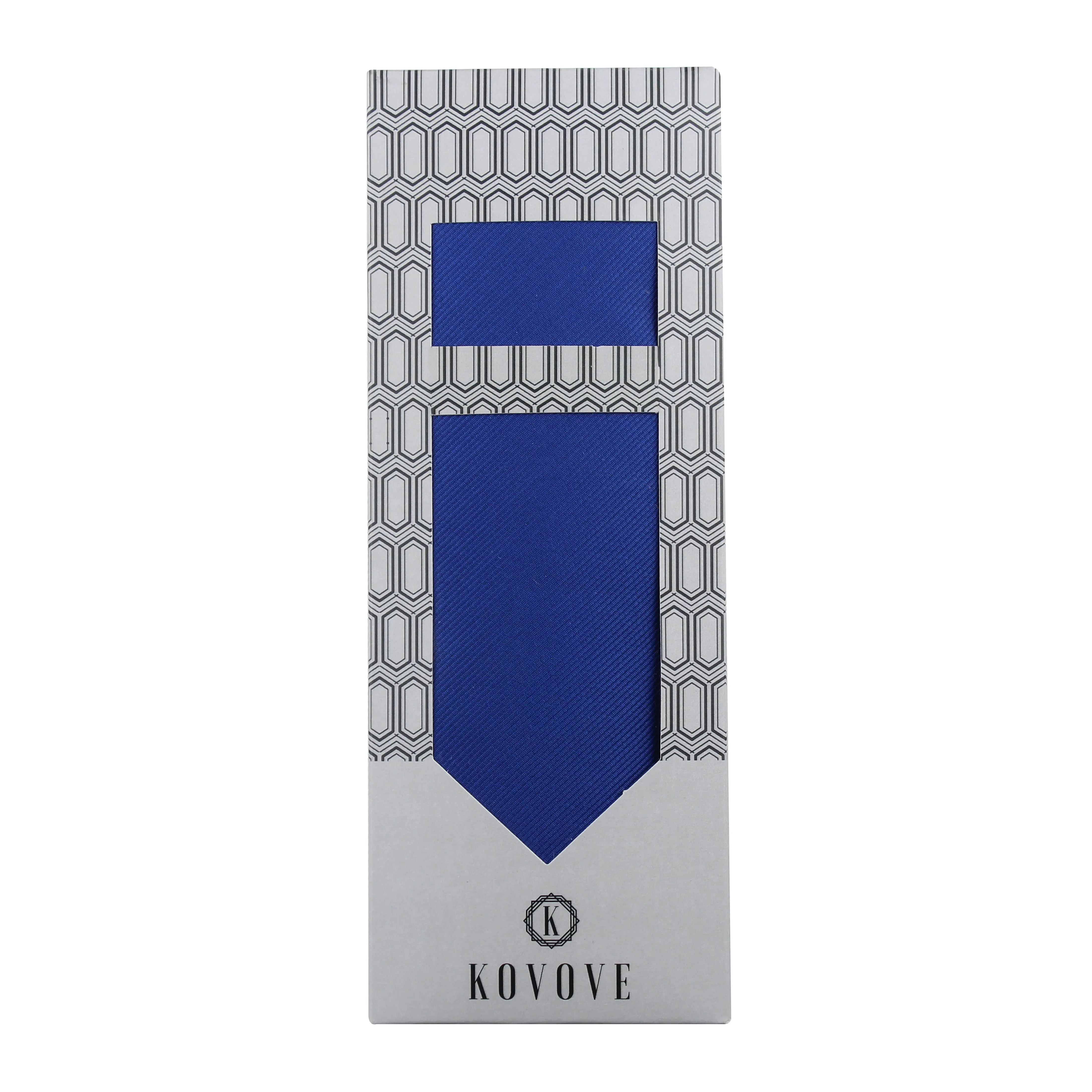 Kovove Blue Solid Necktie and Pocket Square Gift Box