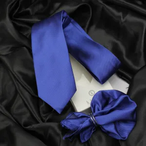 Kovove Blue Solid Necktie and Pocket Square Gift Box