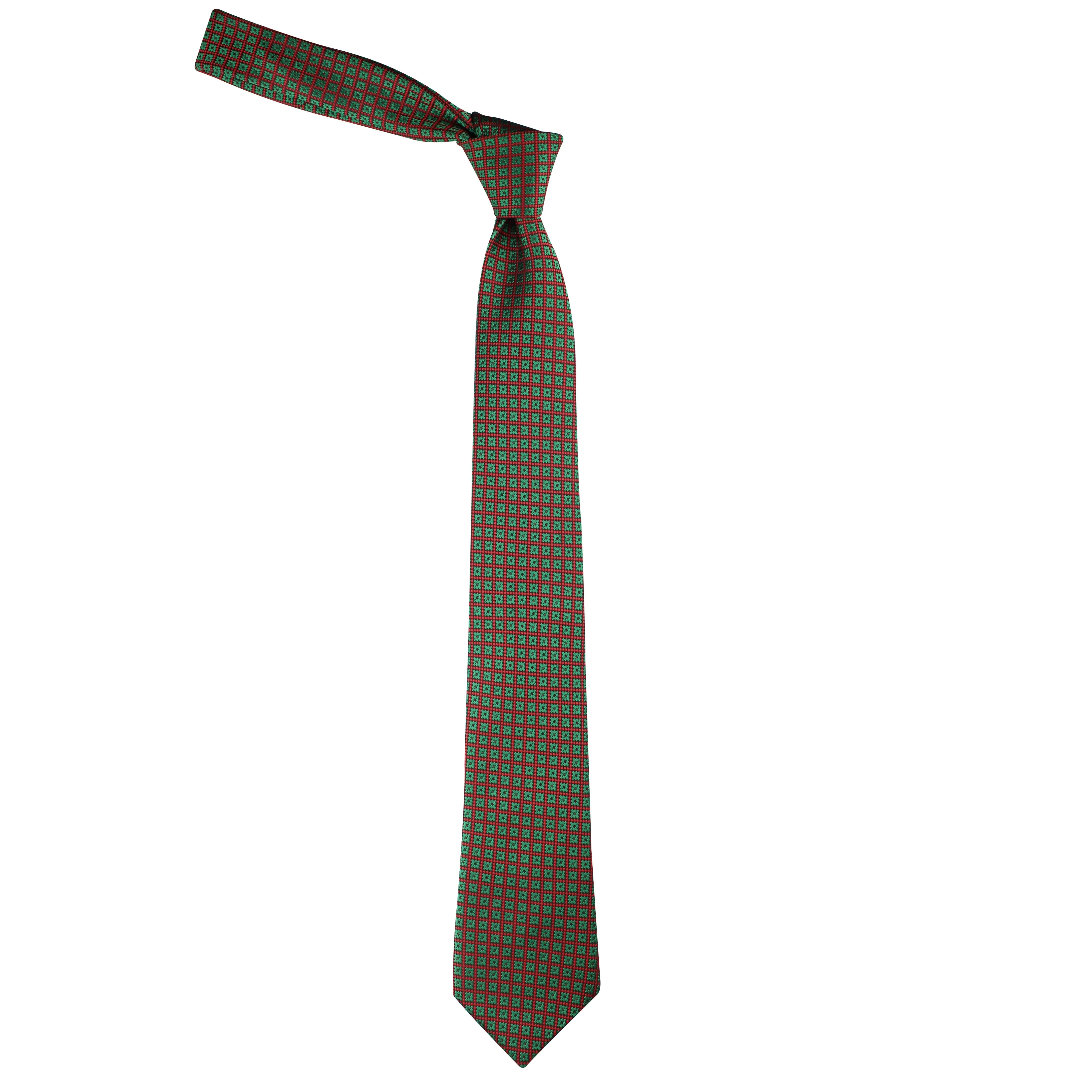 Kovove Green Checkered Necktie and Pocket Square Gift Box