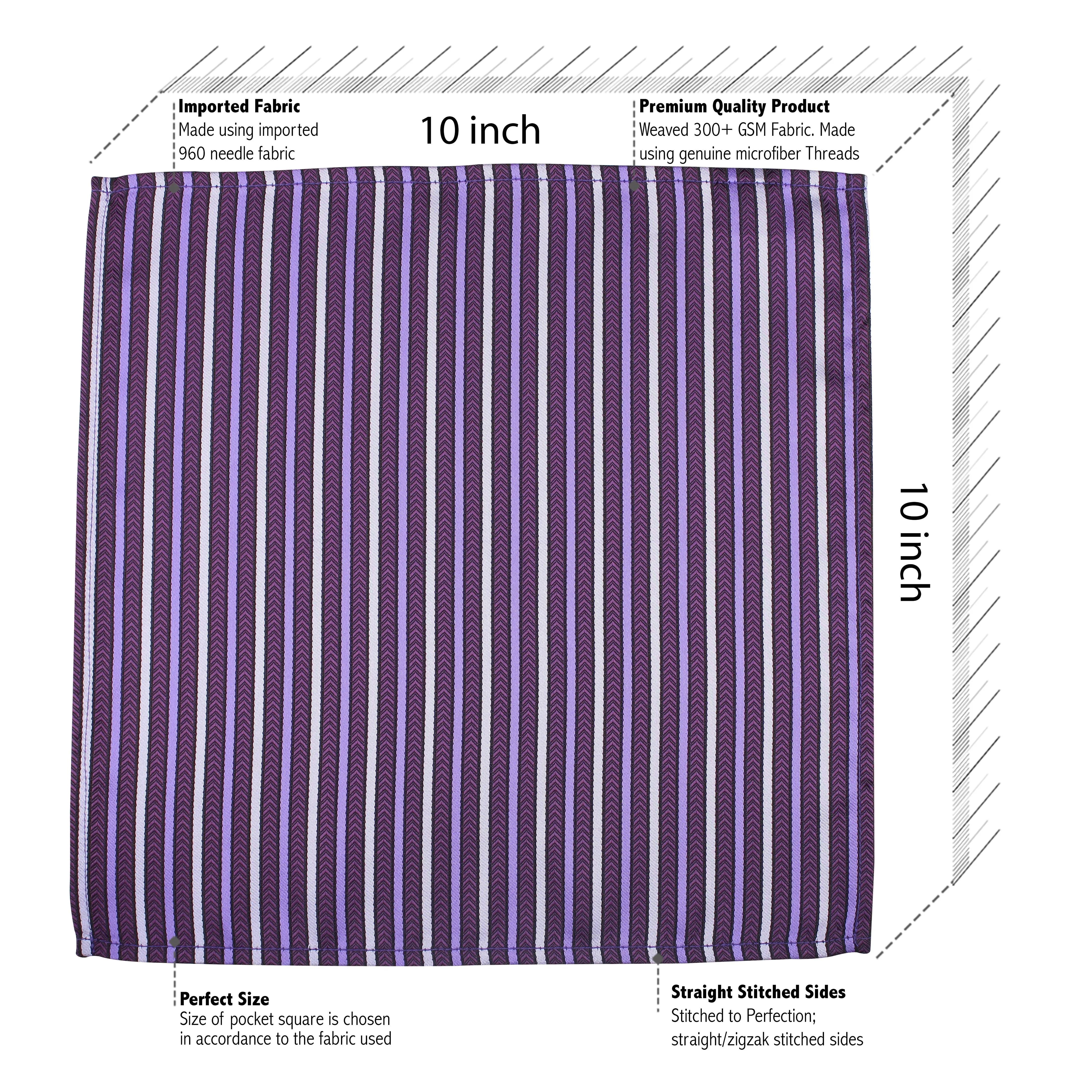 Kovove Purple Striped Necktie and Pocket Square Gift Box