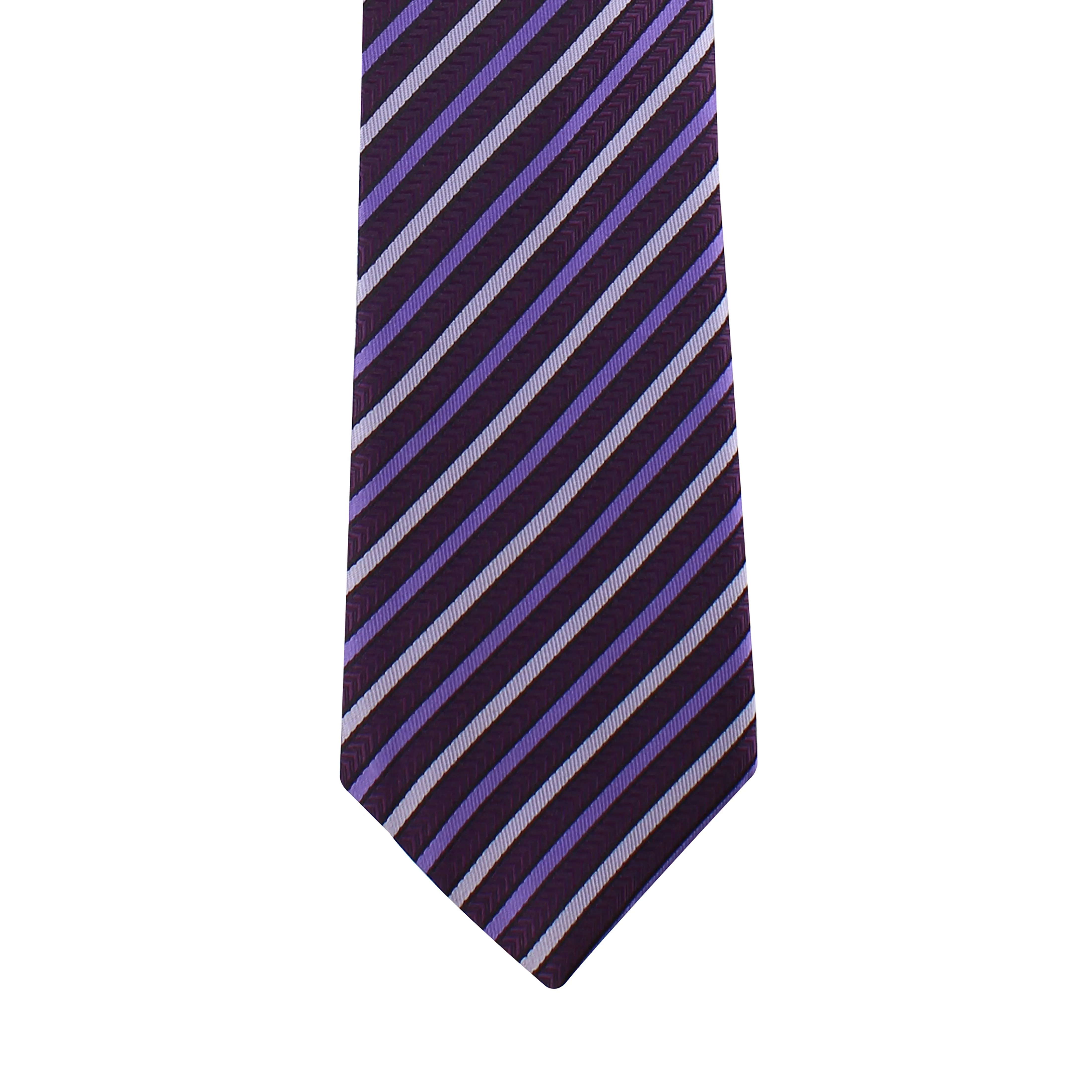 Kovove Purple Striped Necktie and Pocket Square Gift Box