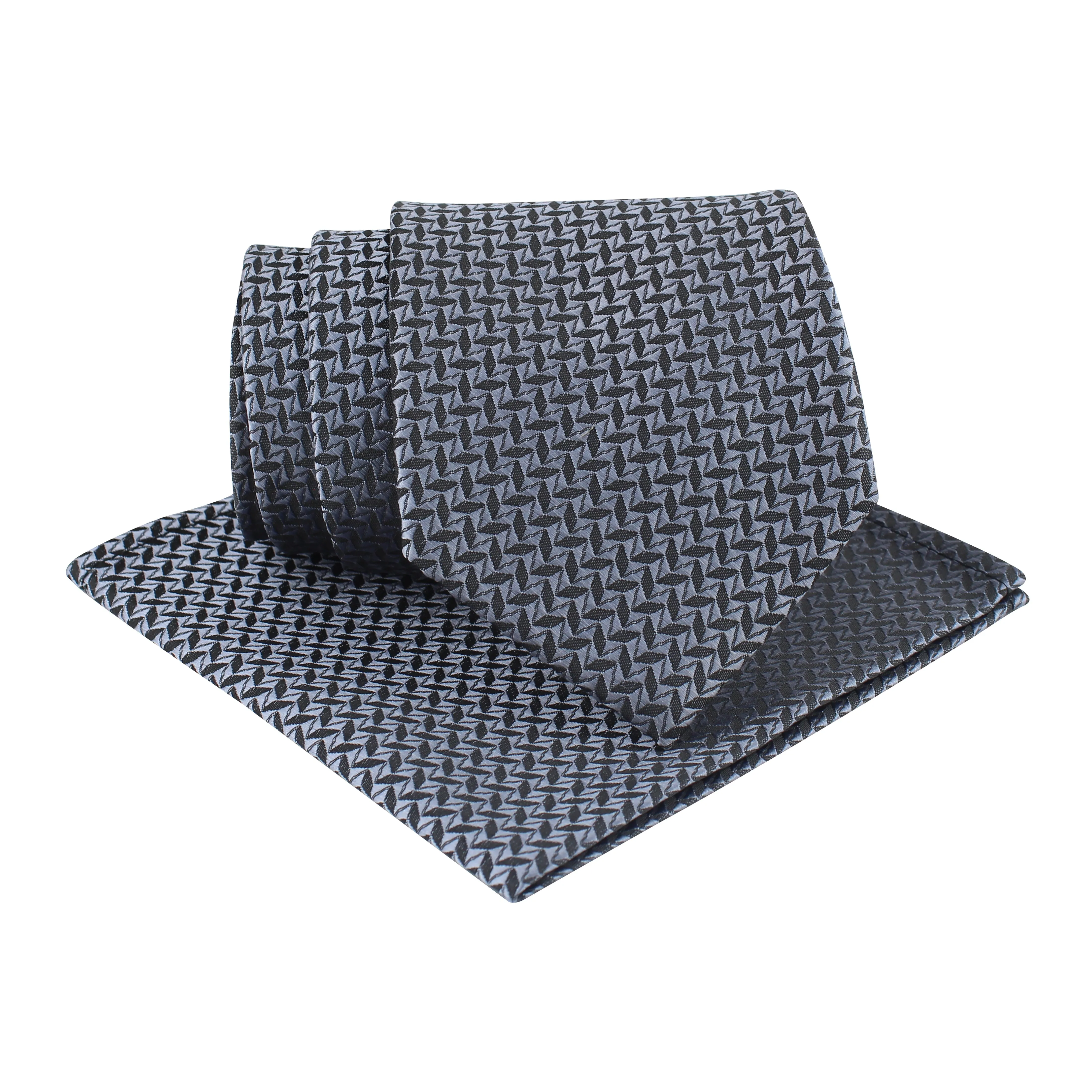 Kovove silver Abstract Necktie and Pocket Square Gift Box