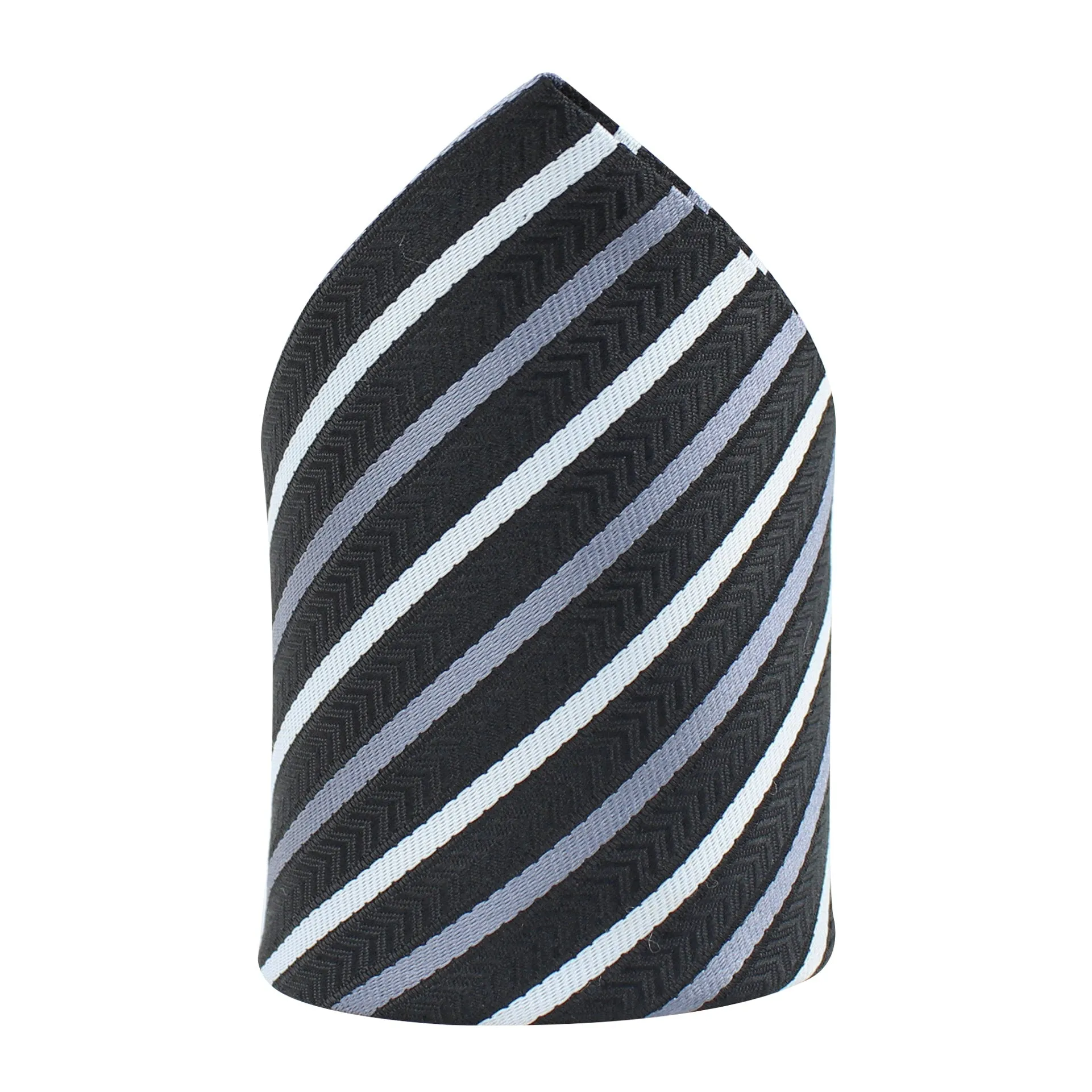 Kovove The Arrow Striped  Black Pocket Square For Men