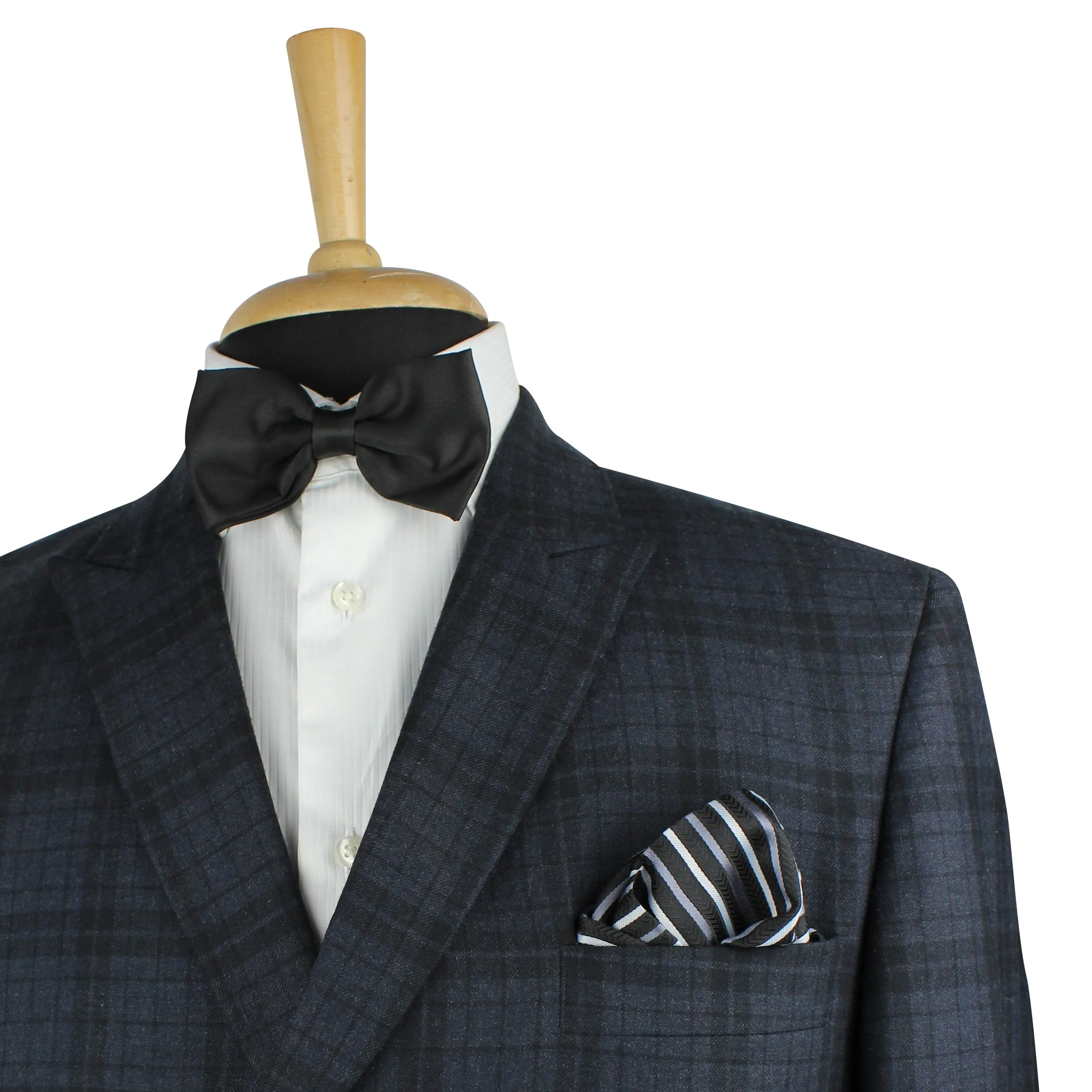 Kovove The Arrow Striped  Black Pocket Square For Men