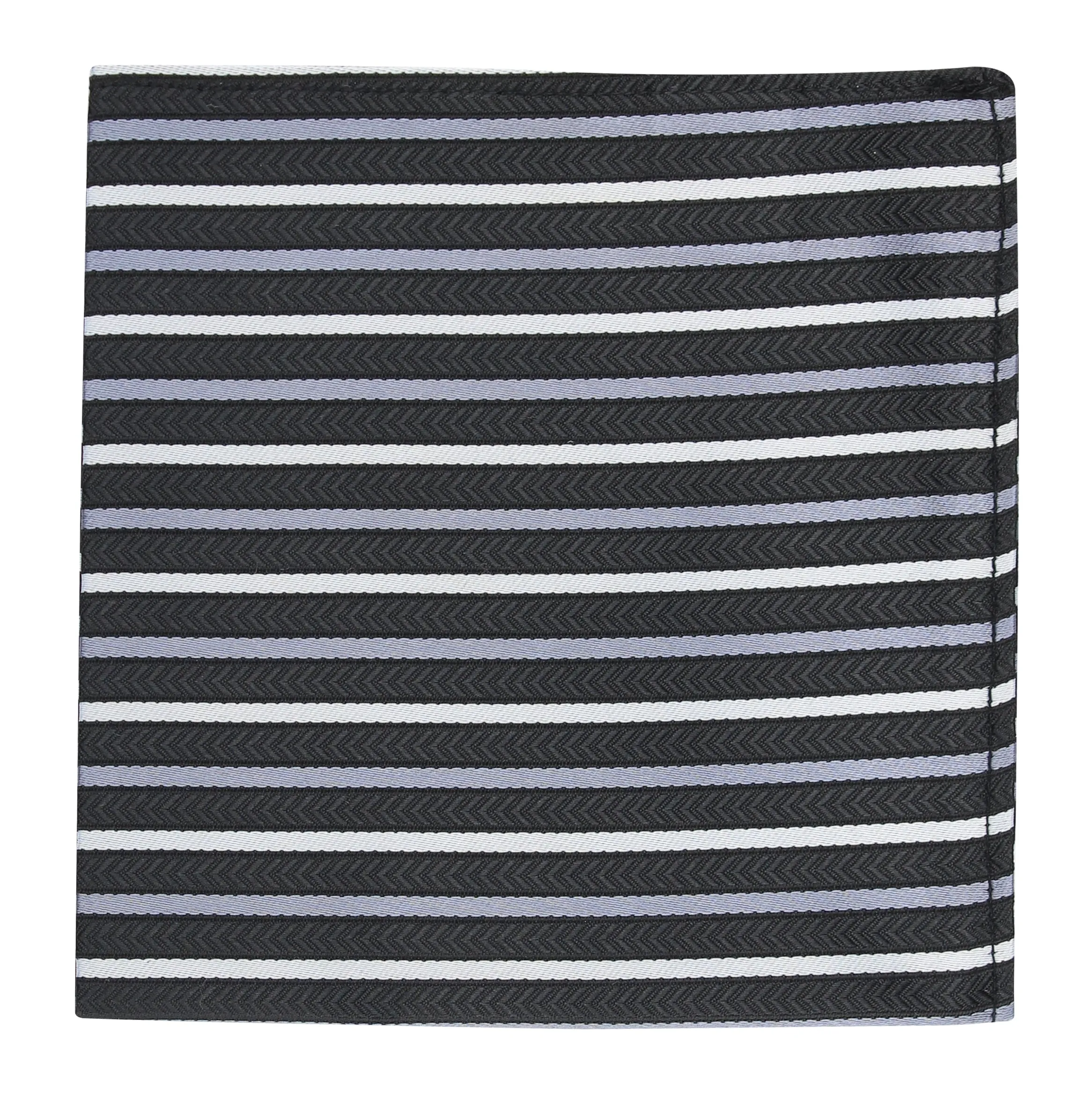 Kovove The Arrow Striped  Black Pocket Square For Men