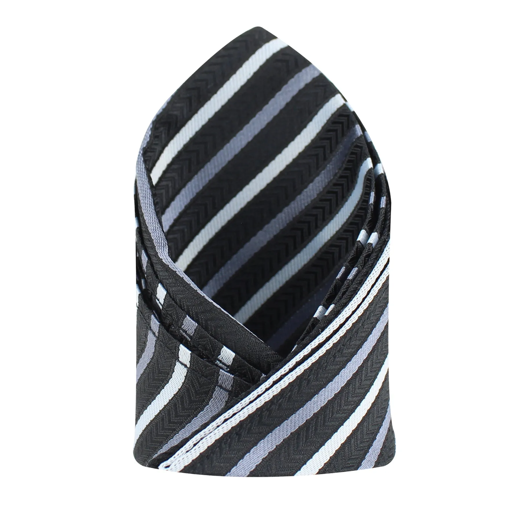 Kovove The Arrow Striped  Black Pocket Square For Men