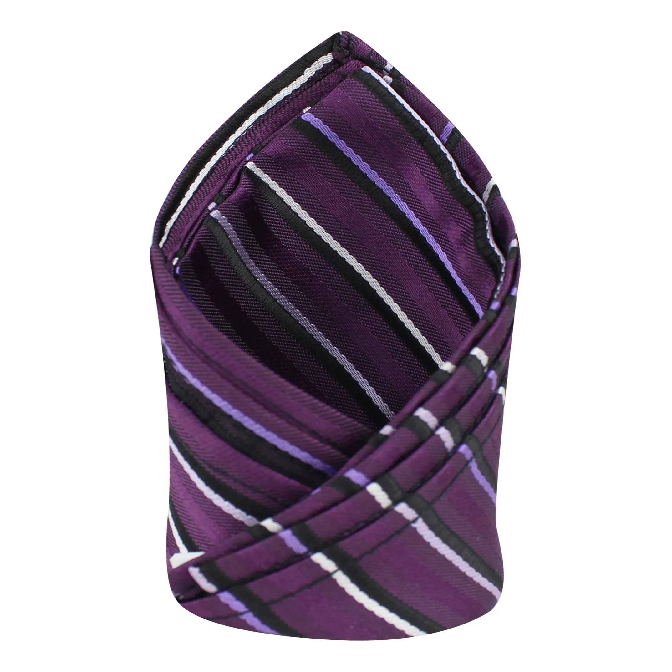 Kovove The Blissful Striped Purple Pocket Square For Men