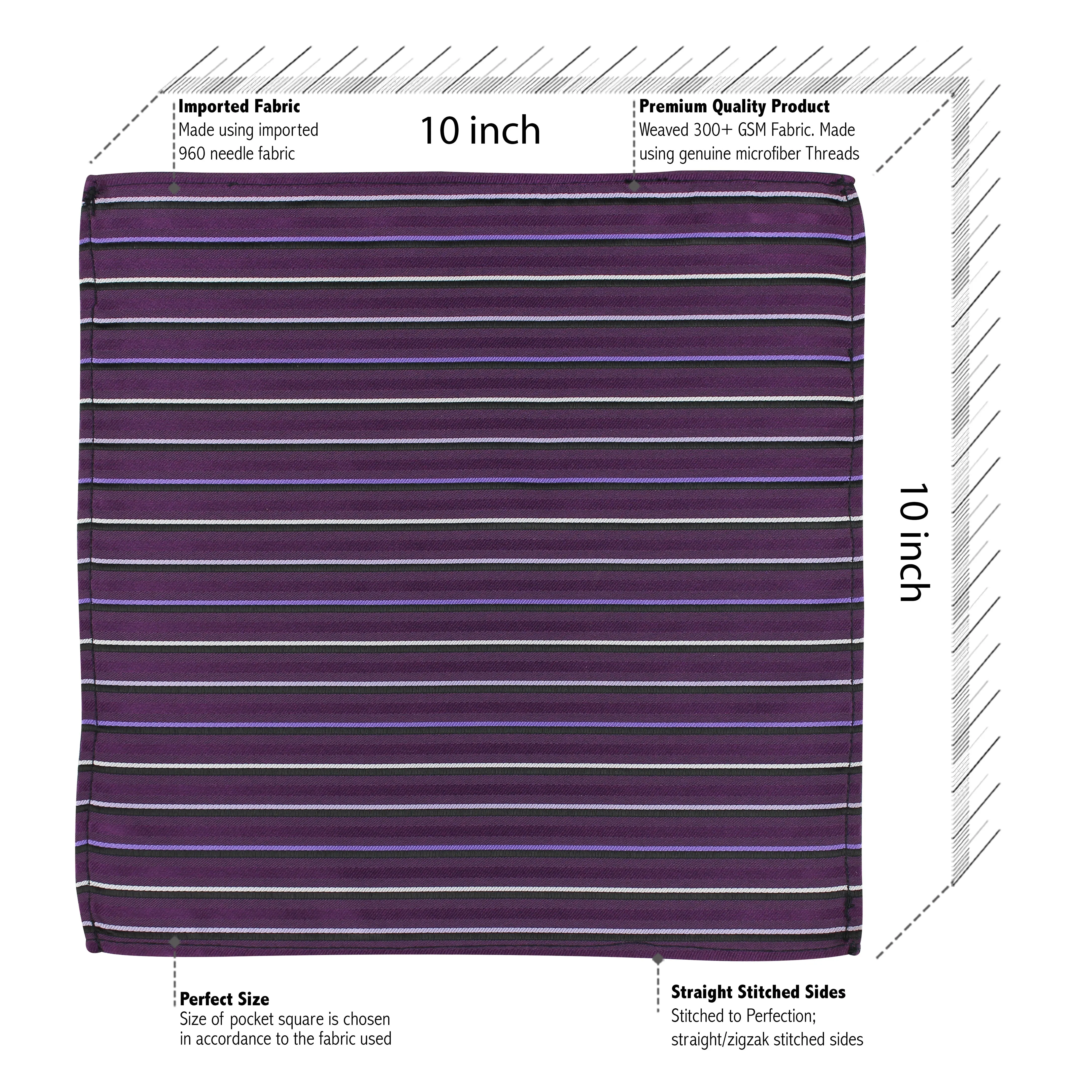 Kovove The Blissful Striped Purple Pocket Square For Men