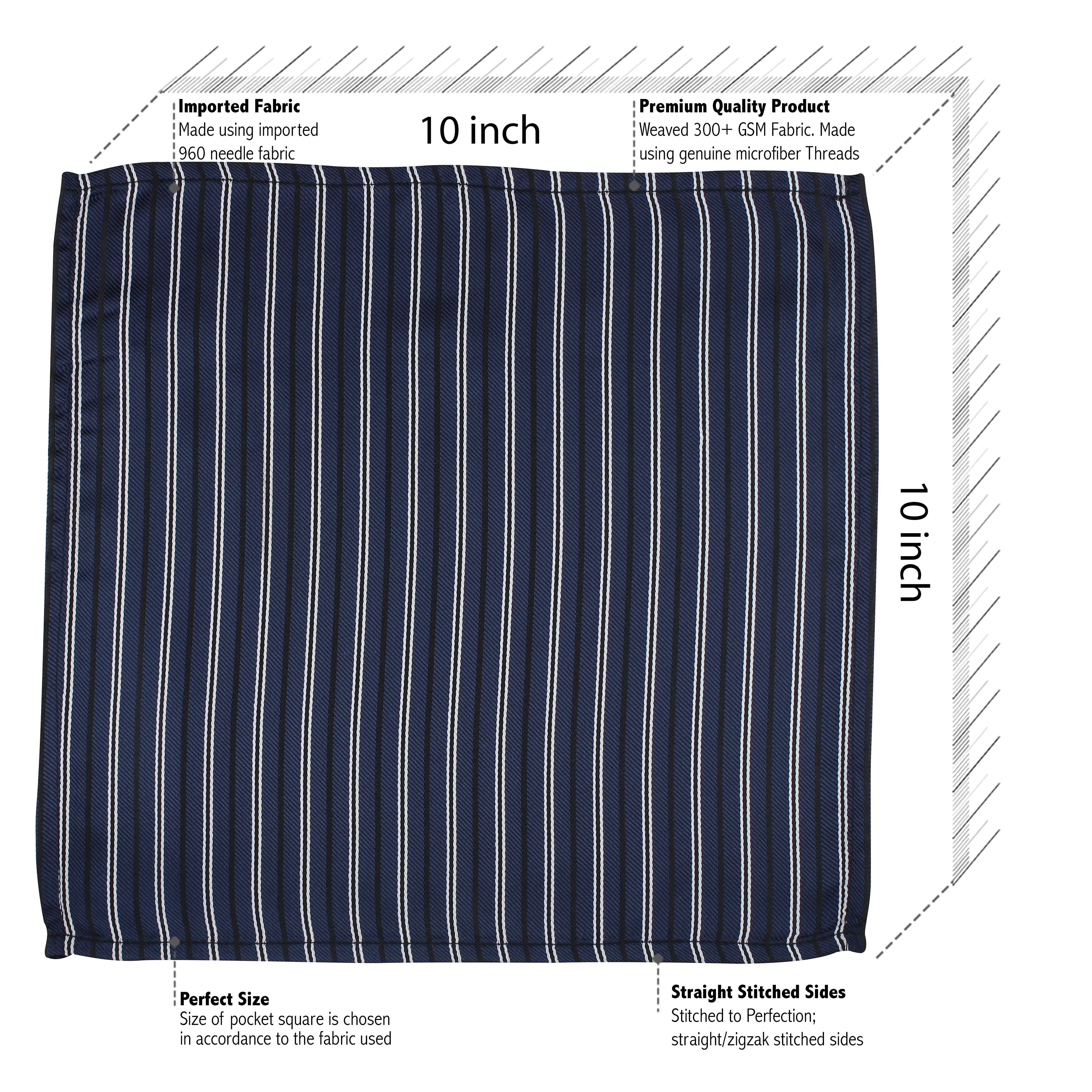 Kovove The Blue Treat Striped Pocket Square For Men