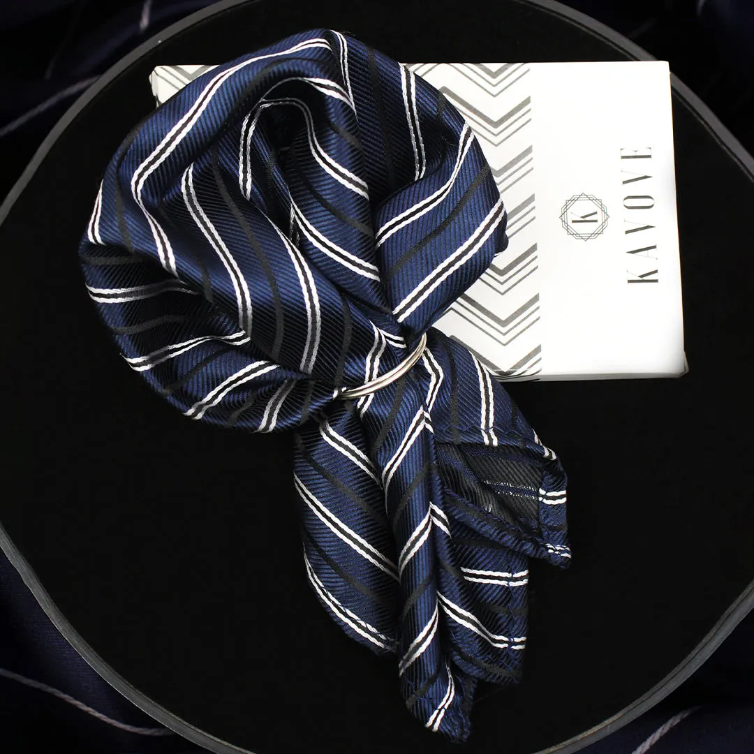 Kovove The Blue Treat Striped Pocket Square For Men