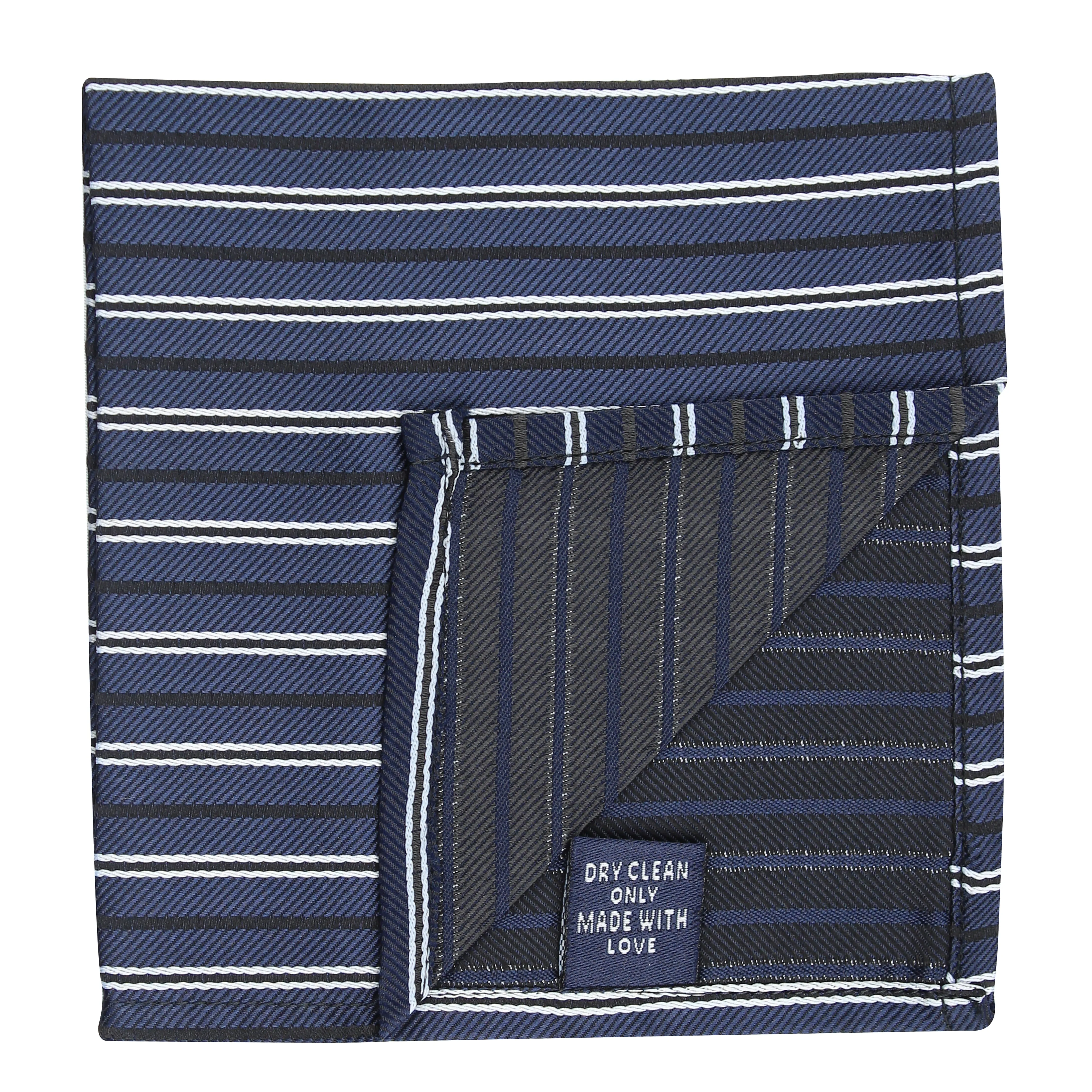 Kovove The Blue Treat Striped Pocket Square For Men