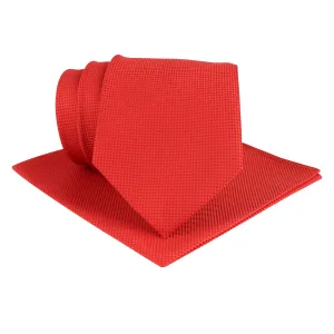 Kovove The Elegant Self Checkered Cherry Red Necktie and Pocket Square Gift Box