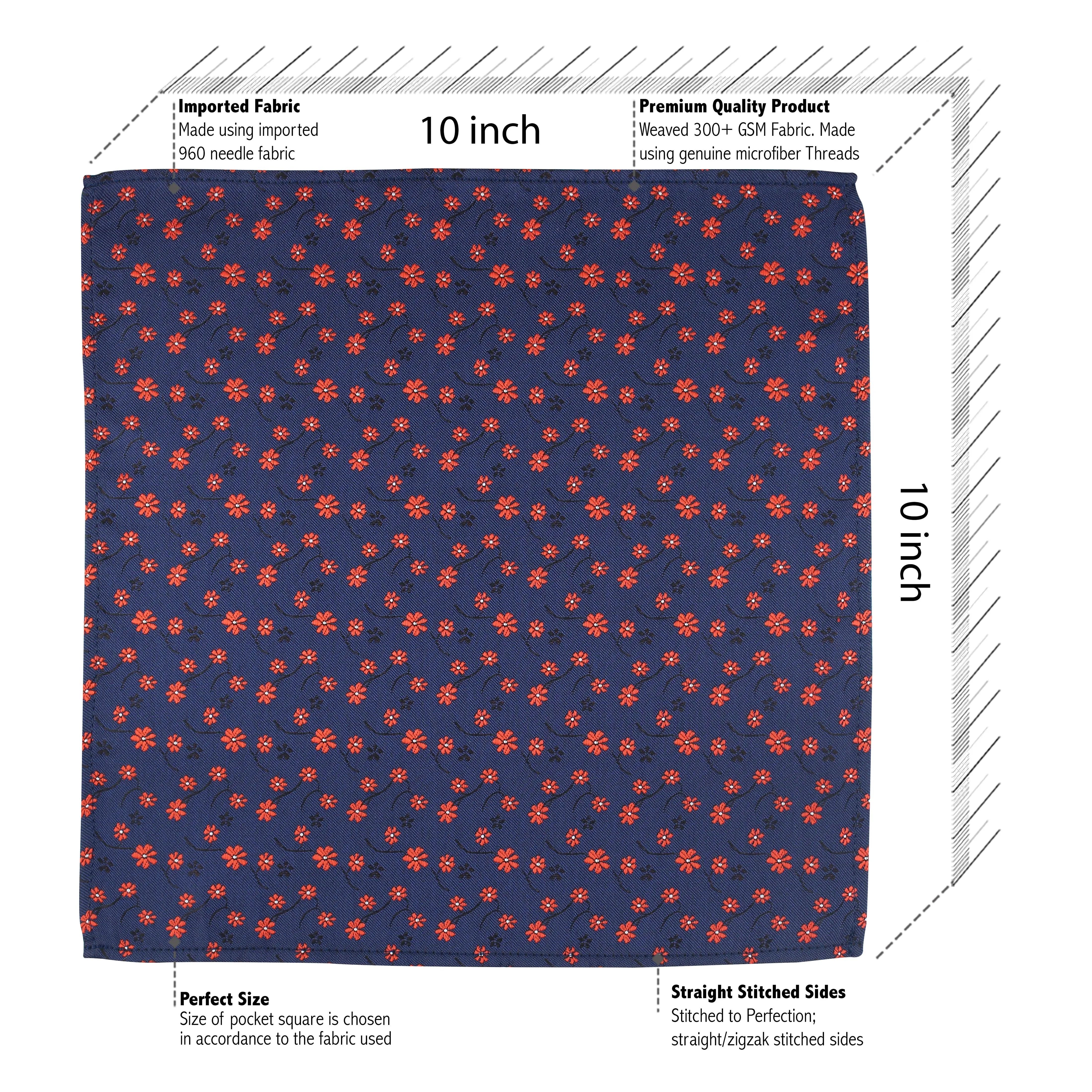 Kovove The Enchanting Floral Blue Pocket Square For Men