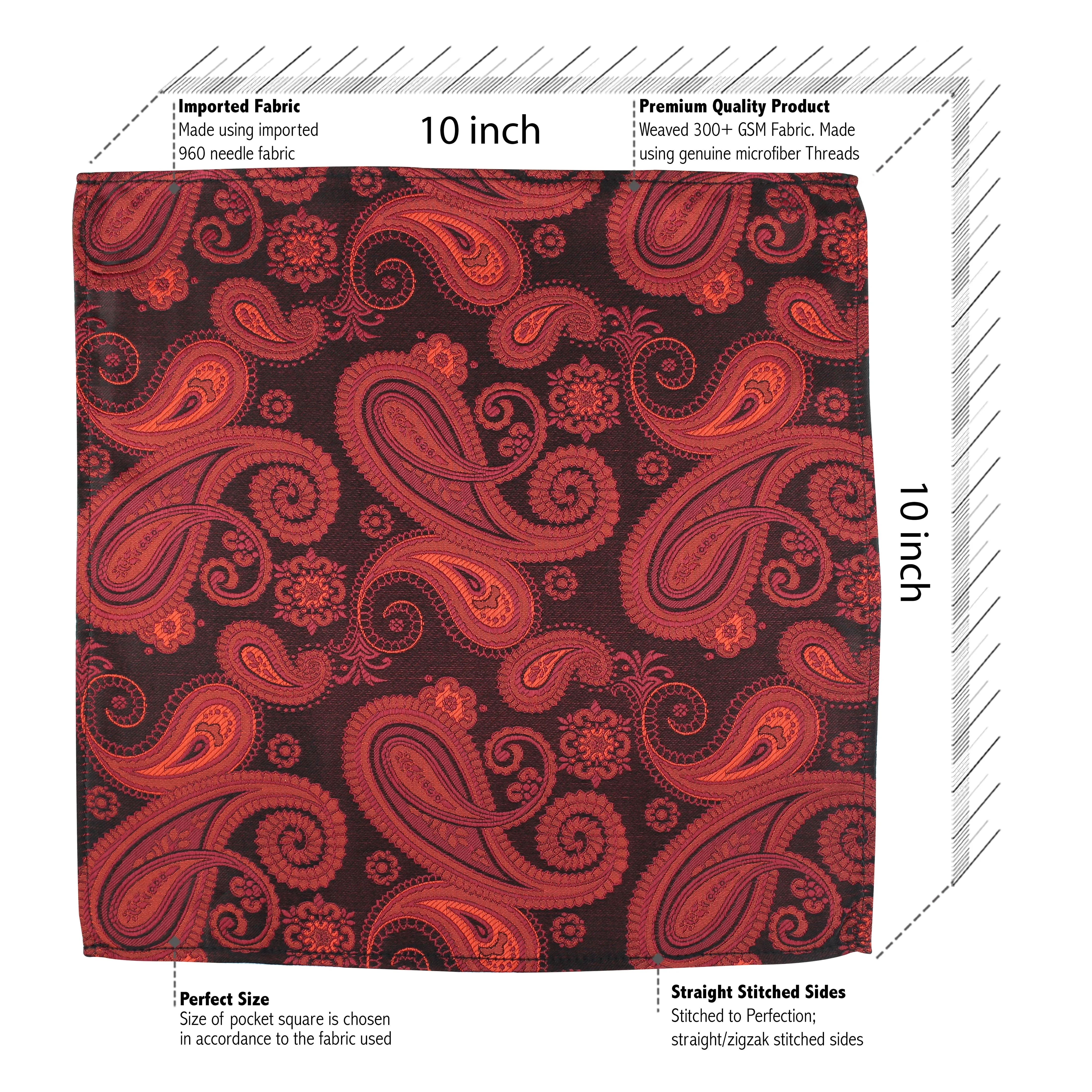 Kovove The Royal Paisley Maroon Pocket Square For Men