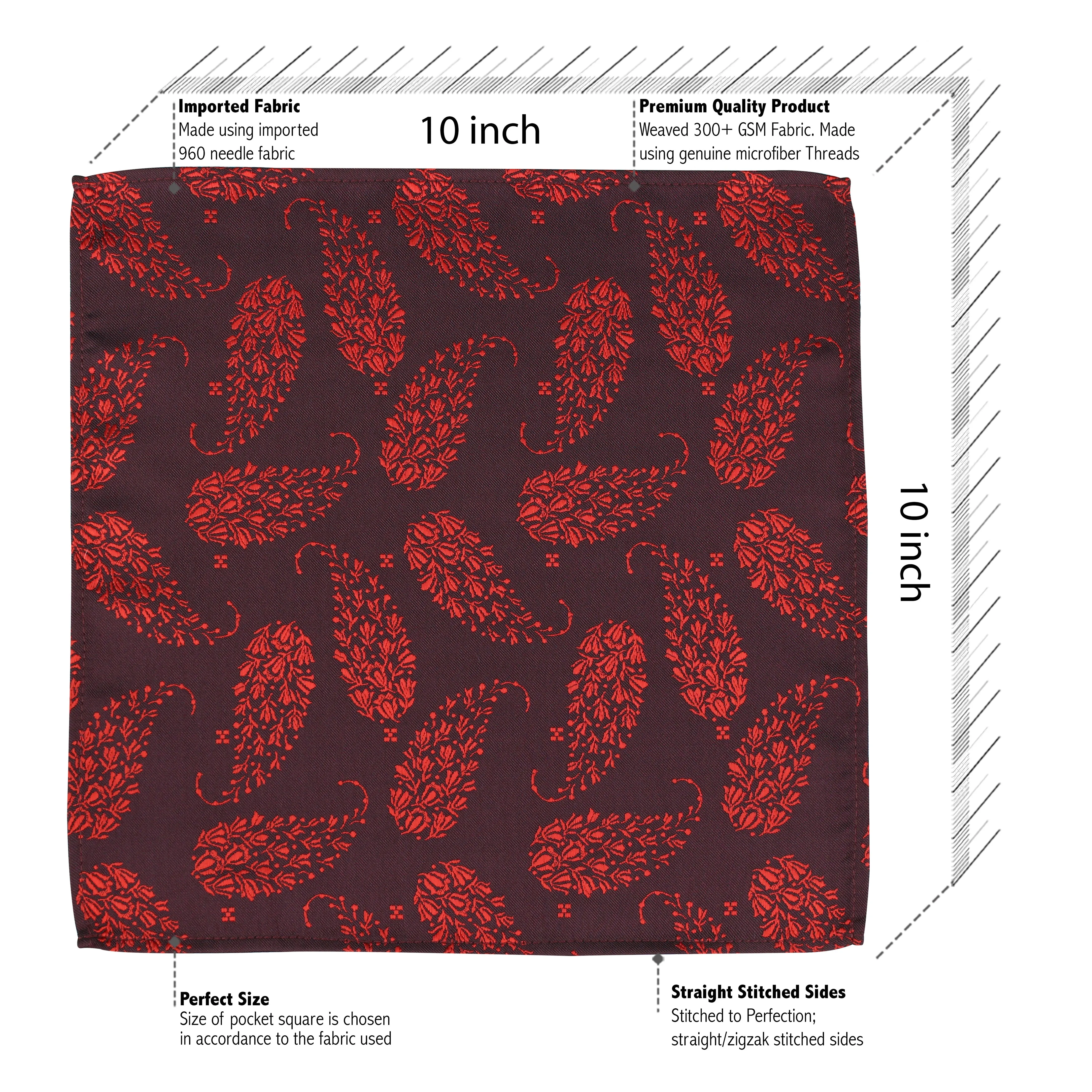 Kovove The Twining Paisley Maroon Pocket Square For Men