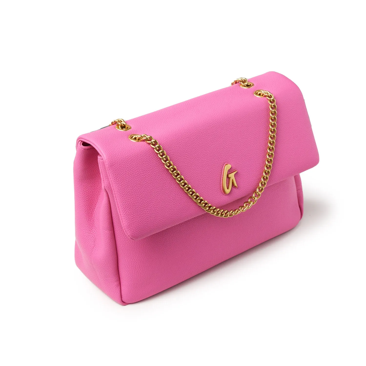 LARGE PEBBLE FLAP BAG - HOT PINK