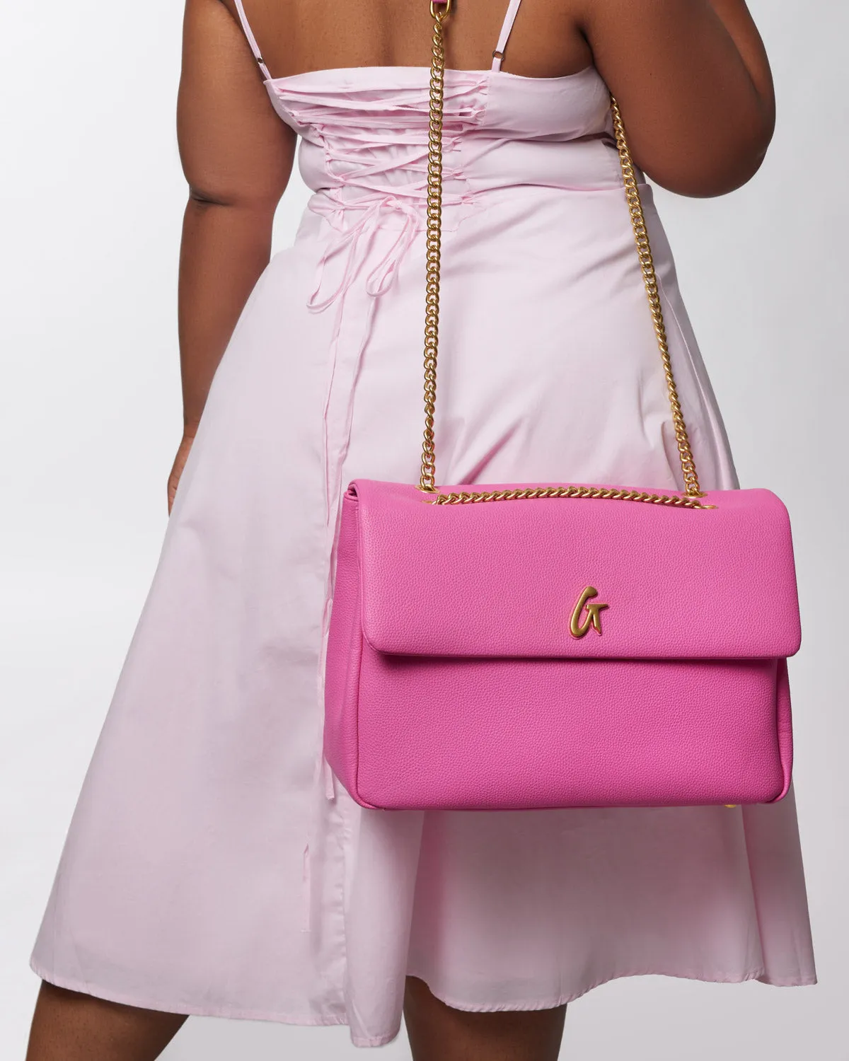 LARGE PEBBLE FLAP BAG - HOT PINK