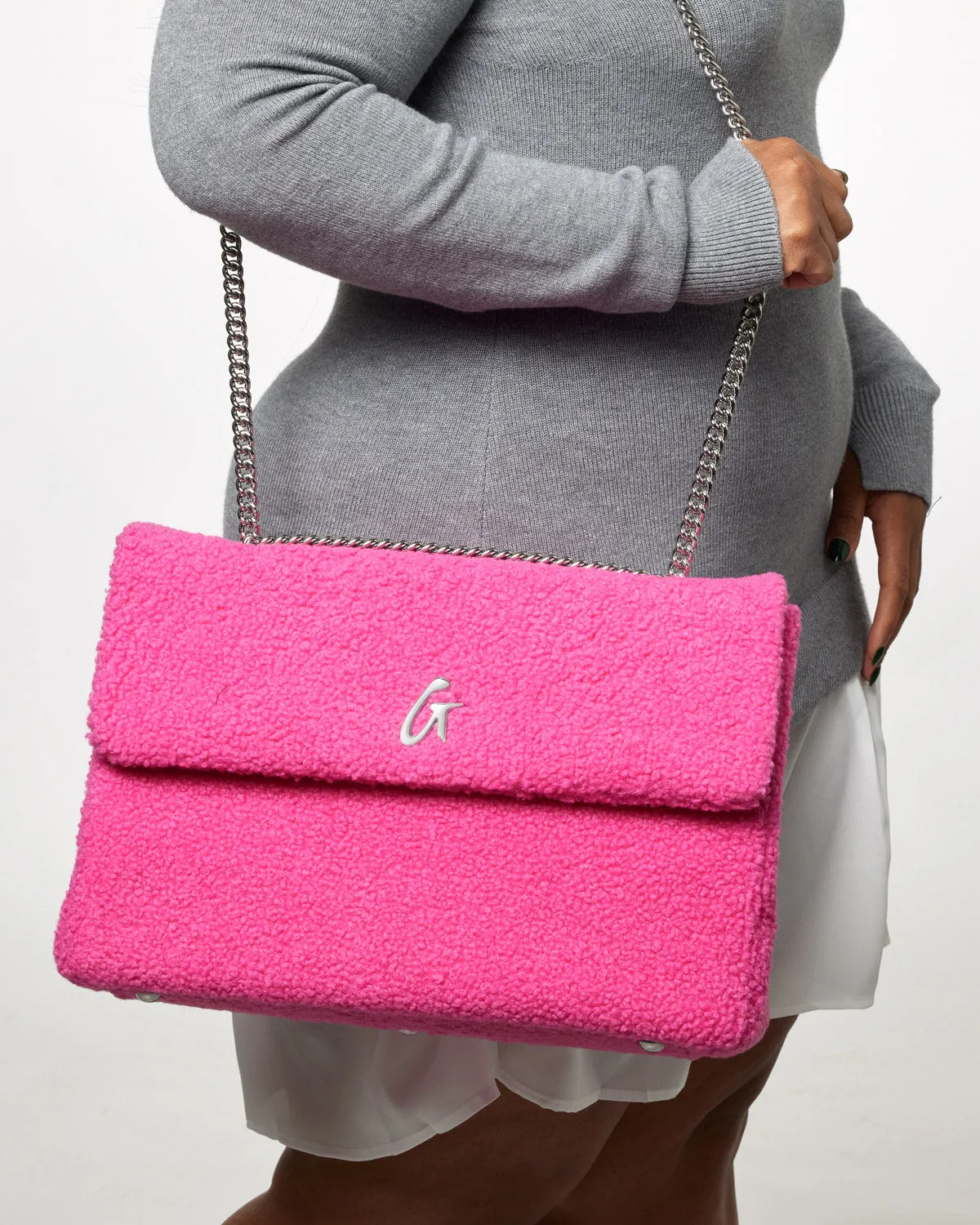 LARGE TEDDY FLAP BAG - HOT PINK