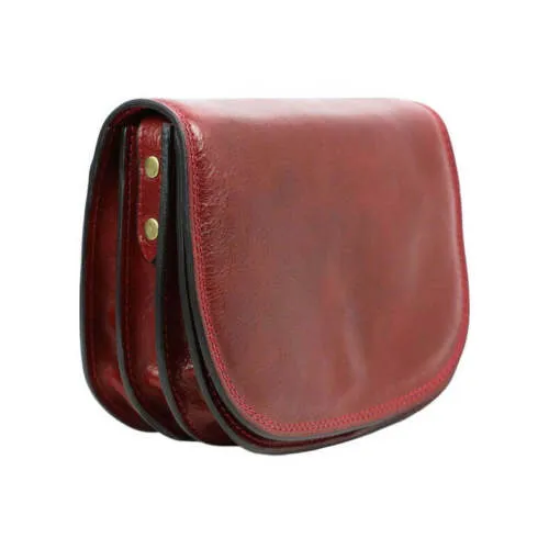 Leather Crossbody Bag - Red