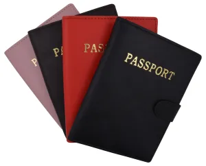 Leather Passport Holder Cover Wallet Card Case Travel Document Organizer Snap Closure