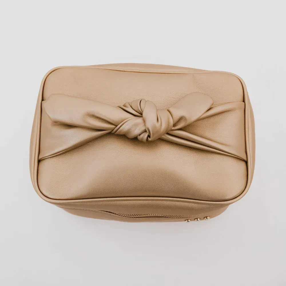 Madelyn Bow Makeup Bag - Gold