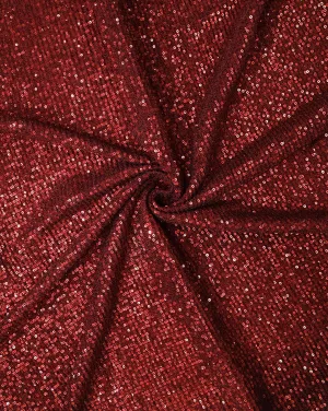 Maroon Polyester Net Sequin Fabric