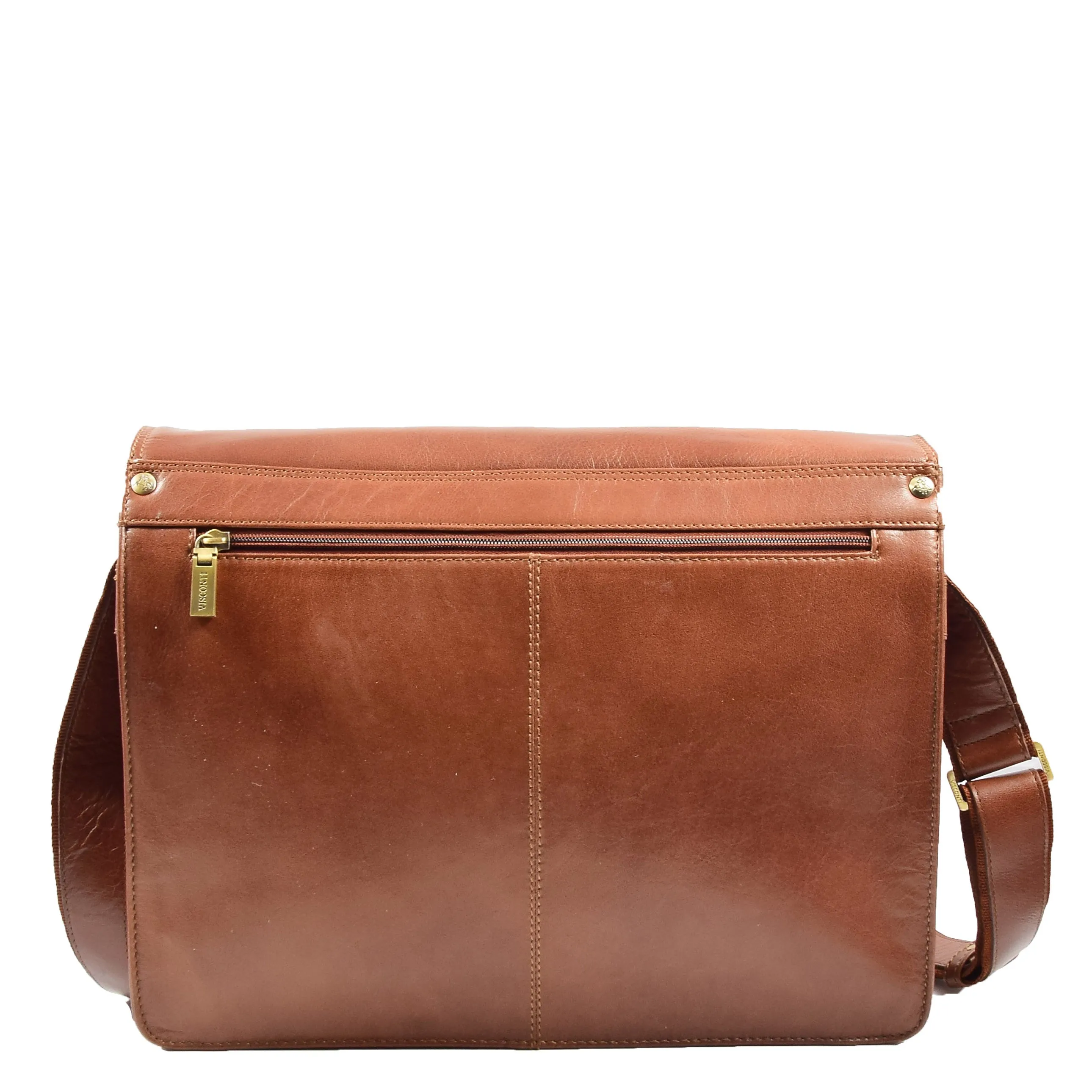 Mens Leather Cross Body Messenger Satchel Bag Hector Tan