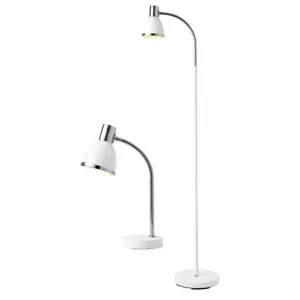 Moda Metal Floor and Table Lamp Set White