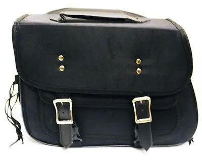 MOTORCYCLE BLACK SADDLEBAG PLAIN TWO STRAP SIZE MEDIUM ZIP OFF BAG 15.5x11.5x5.5