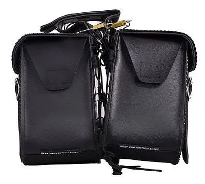 MOTORCYCLE WATERPROOF 2 PC STUD PVC SADDLEBAG WITH BRAID GREAT QUALITY