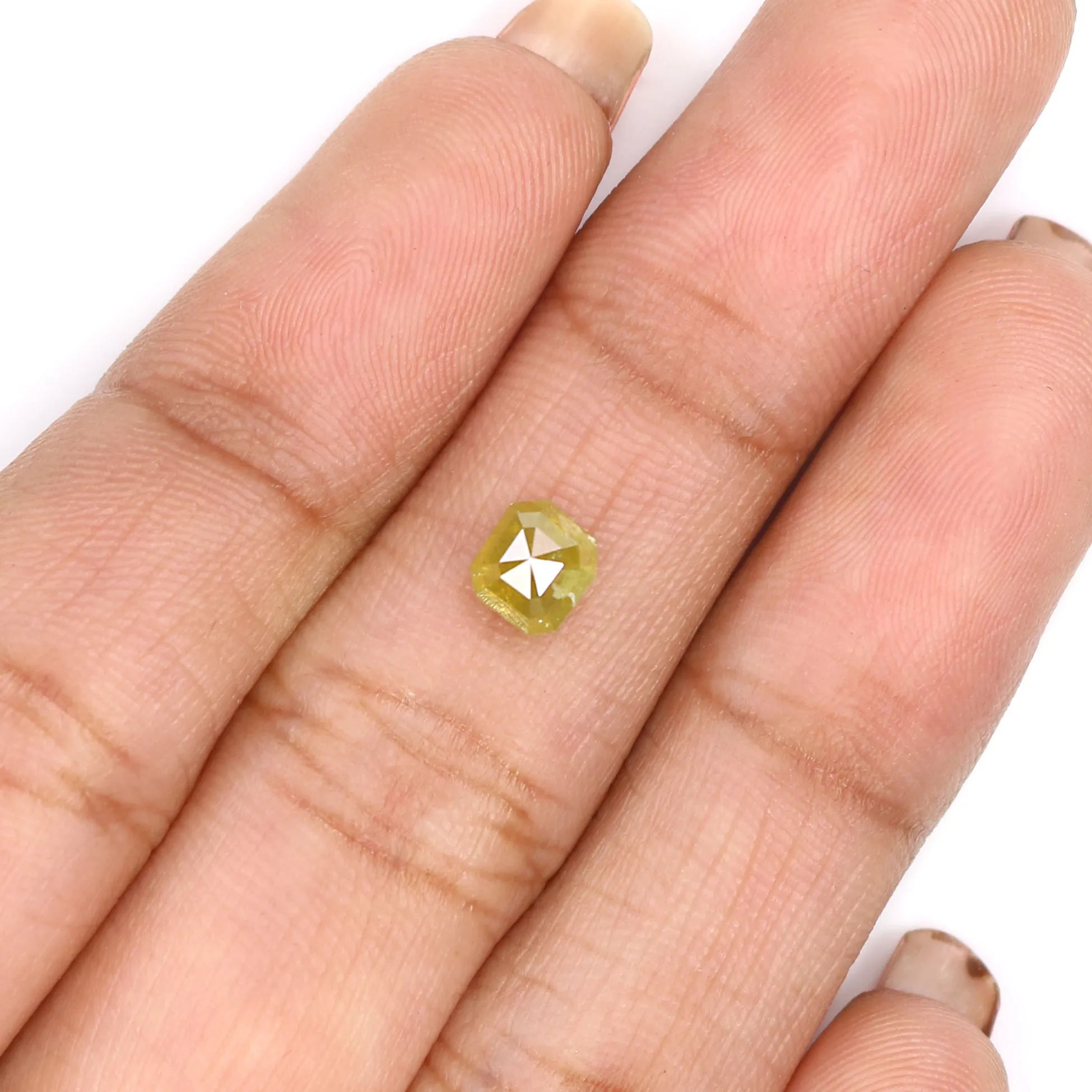 Natural Loose Radiant Diamond Yellow Color 0.77 CT 4.90 MM Radiant Shape Rose Cut Diamond L6831