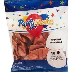 PartyMate - 12" Radiant Rose Gold Latex Balloons (10ct)