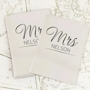 Personalised Classic Mr & Mrs Cream Passport Holders