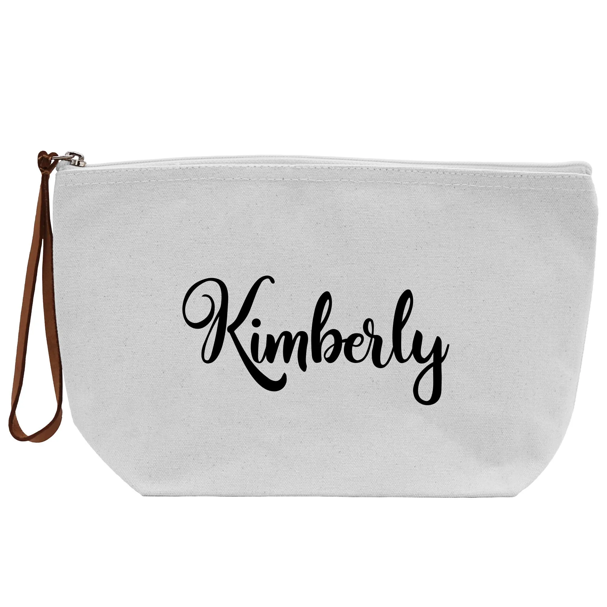 Personalized Name Cotton Canvas Accessory Pouch Small Custom Name Makeup Bag Birthday Gift for Her Travel Cosmetic Make Up Bag (MUB1003)